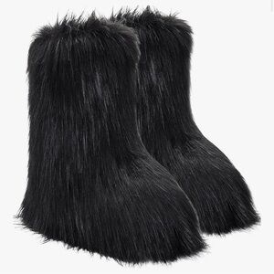 Black Faux Fur Boots